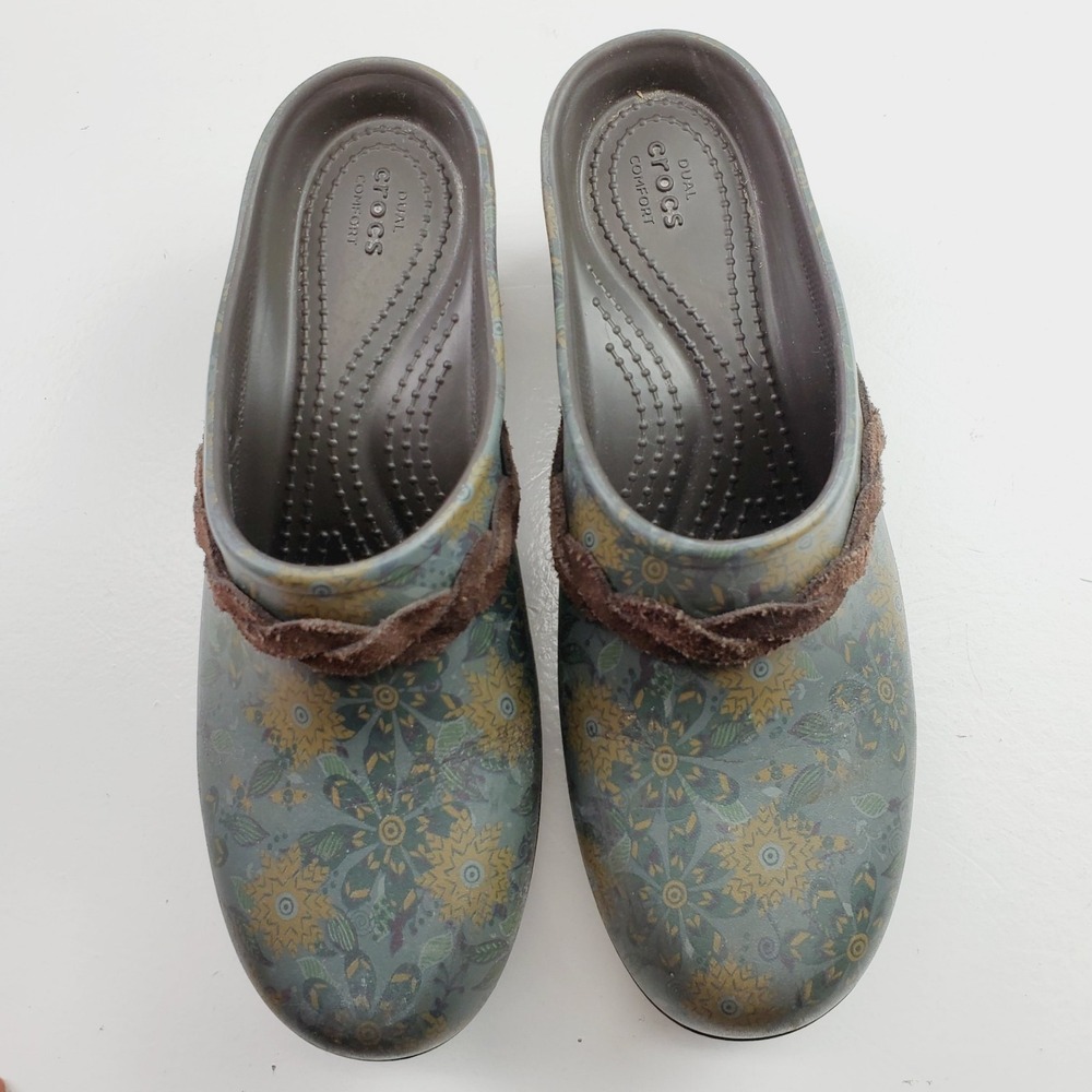 CROCS Women Sarah Crosslite Floral Dual Comfort Heel Clogs Mules  Size W7 - Picture 8 of 10